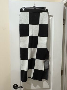 Black and White Checker Midi Skirt